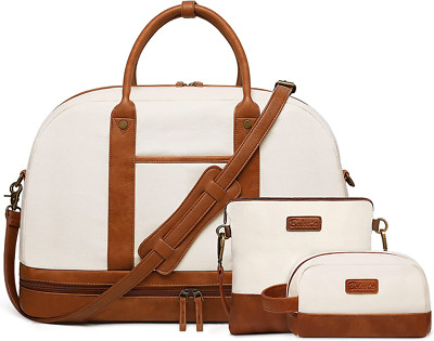 Weekender Bag for Women Canvas Overnight Bag Large Travel Tote Bag Carry on Shou