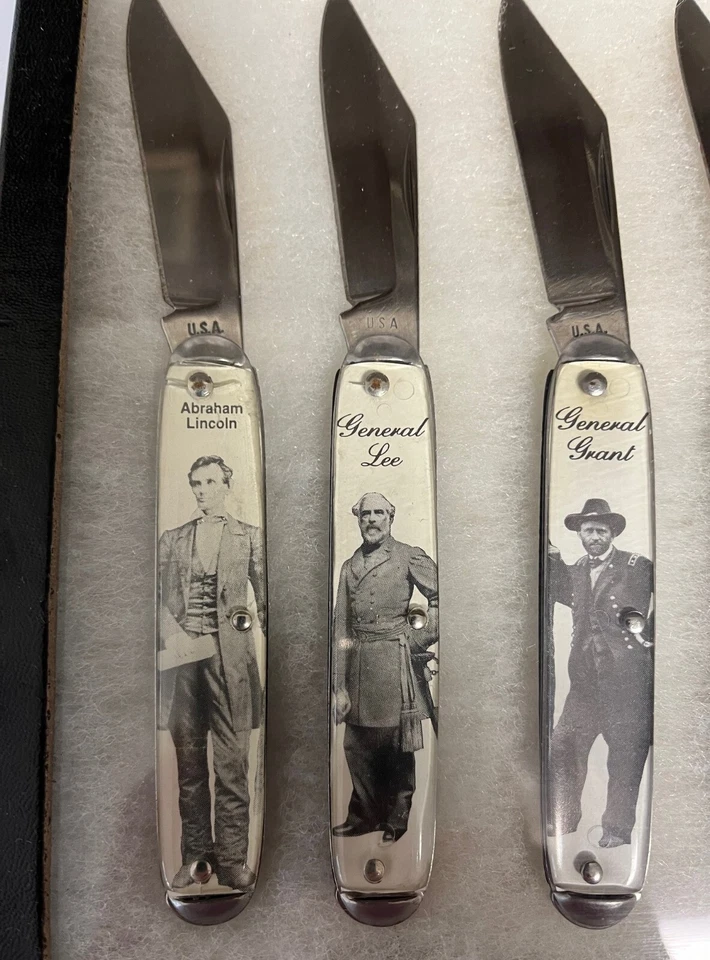 Juego de cuchillos de colección vintage de los líderes de la Segunda Guerra Mundial/9 Patton, Grant, Lee Foto 2 de 4