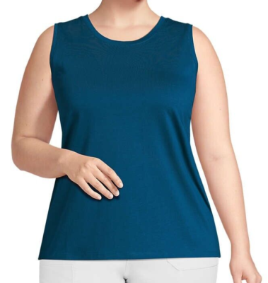 Lands' End Women's Cotton Tank Top - Soft Interlock Knit, Pale Yellow, Size 2X - View #2