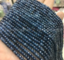 Natural 2x4mm Faceted Blue Ink Kyanite Rondelle Gemstone Loose Beads 15''