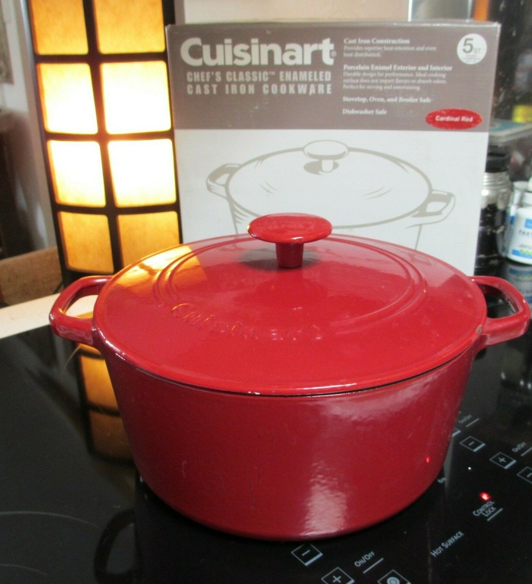Cuisinart Dutch Oven Roaster Enameled Cast Iron Red QT C1650-25 pot lid  round