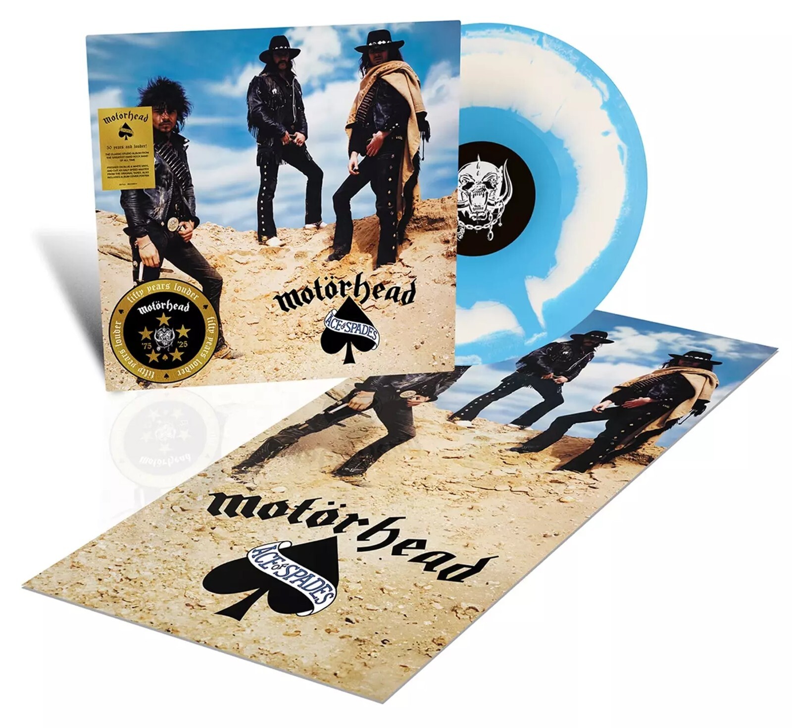 MOTORHEAD LP Ace of Spades BLUE & WHITE VINYL 50th Anniversary Remaster +POSTER