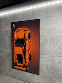 Art Holder Frame on the Wall 80x50 cm.  Technic 42056 Porsche 911 GT3 RS Orange