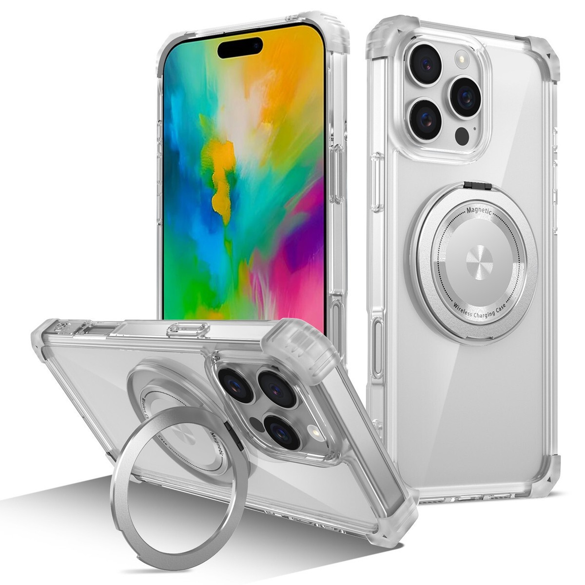 Vivid Hybrid MagSafe Case with Rotating Ring Stand for iPhone 16