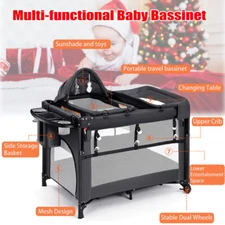 Baby Bassinet Bedside Sleeper with Bassinet Portable Crib for Newborns Xmas Gift