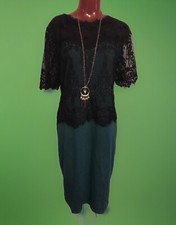NEW YOINS LACE TRIM GREEN W/BLACK ZIPPERED BACK DRESS -PLUS SIZE 4XL 