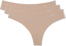 Under Armour Pure Stretch Thong Panty Underwear Womens Large Nude 3 pack