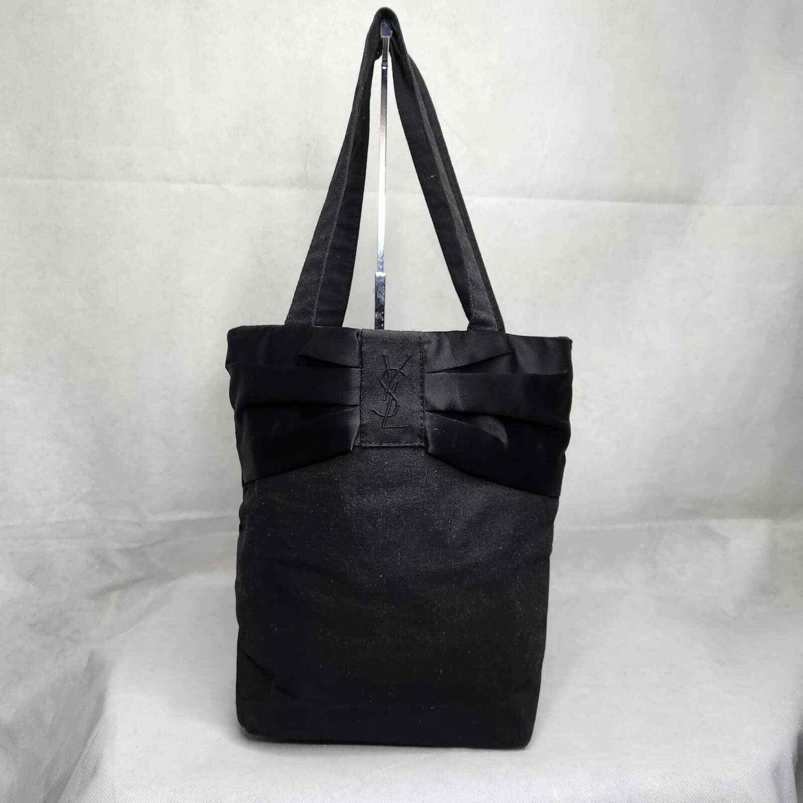 Borsa Tote Yves Saint Laurent YSL Profumi Tela Manico Top Nero Raccolta