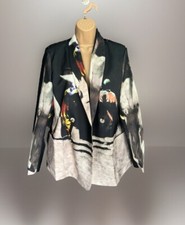 Ladies Black Abstract Designer Edgy Urban Street Fitted Blazer Jacket Coat 10