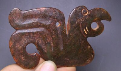 10CM China Hongshan Culture Old Jade Carve Phoenix Bird Animal