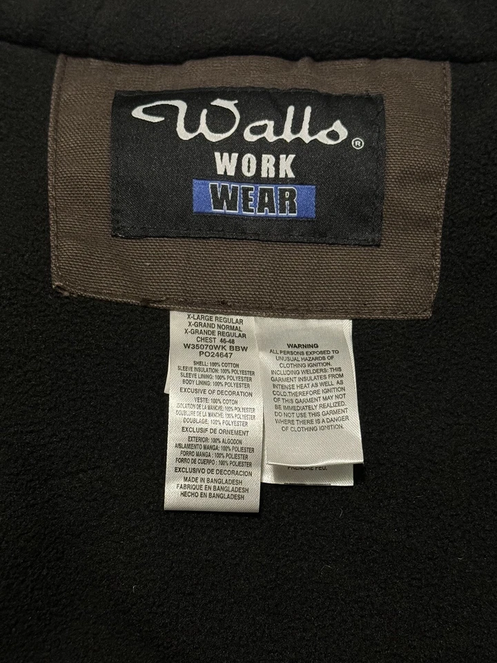 Vintage Walls Workwear Jacket XL Active Canvas Bark Brown Zip With Tags - Image 2 of 4
