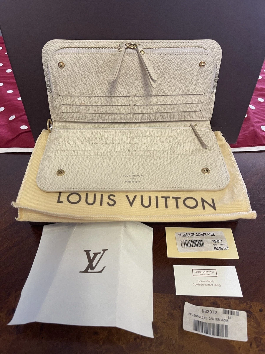 Authentic Louis Vuitton Damier Azur Zippy Wallet