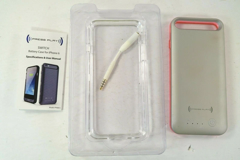 Combo Estuche Batería Press Play Rosa y Frontales Transparentes iPhone 6 3100 mAh Cable Audio Foto 2 de 4