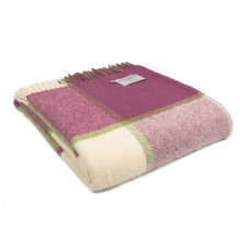 Raspberry Block Check 100% Pure New British Wool Throw