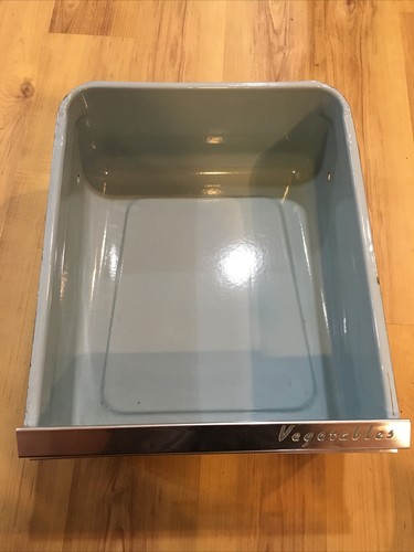 VTG 1950s GE General Electric Lazy Susan Fridge Vegetables Drawer Enamel Blue - Picture 3 of 15