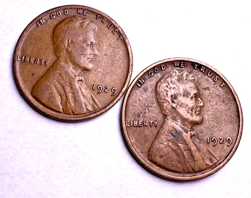 1929-P Lincoln Wheat 1c x 2 ~ Very Fine ~ 1 Set of 2 Coins ~ Bargain! ~ D63(2)