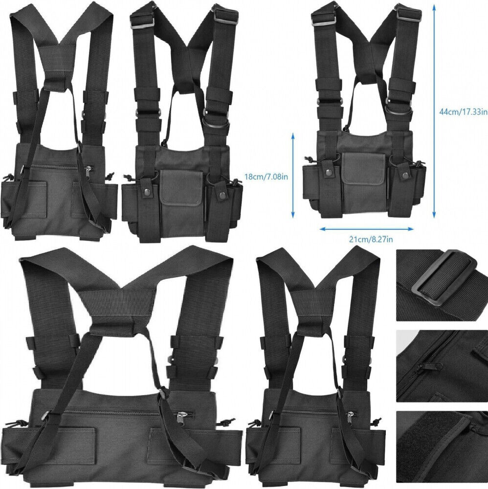 Image of Dioche Tactical Chest Rig Radio Shoulder Holster Holder Pack Walkie-talkie...