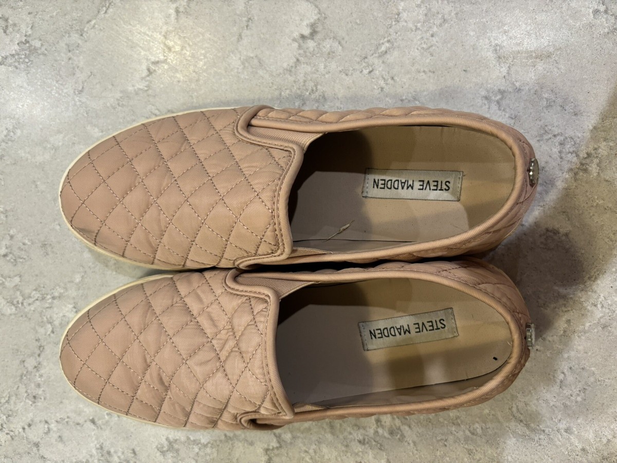 Steve Madden Ecentrcq Slip On Pink Quilted Comfort Shoes Womens Size 11