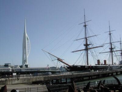 Photo 6x4 HMS Warrior Portsea HMS Warrior with Portsmouth Harbour Station c2008