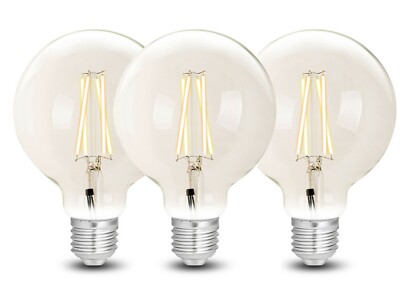 WiZ Whites Filament G95 E27 Clear 3er Pack Smart Home, dimmbar