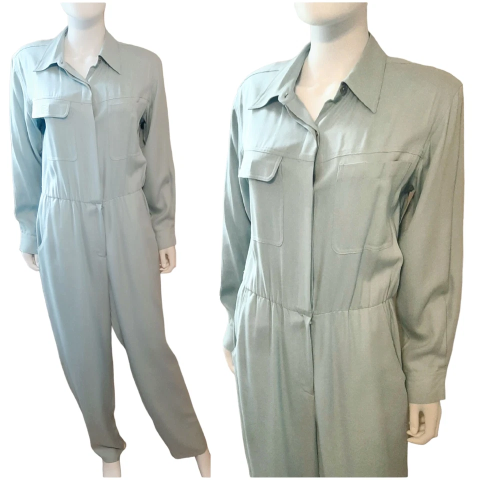 Mono de Colección BOSTON APROPIADO Lavado Seda Lona Safari Utilitario Carga Talla 10 Azul Foto 2 de 4