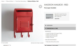 Pottery Barn Madison Mailbox Red Nib Ebay