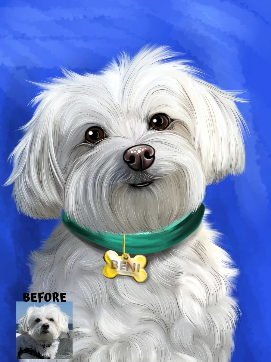 Digital Caricature Painting of Dog PERSONALIZED Custom PET