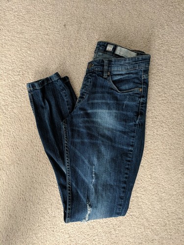 Piazza Italia Distressed Dark Wash Denim Jeans 8 | eBay