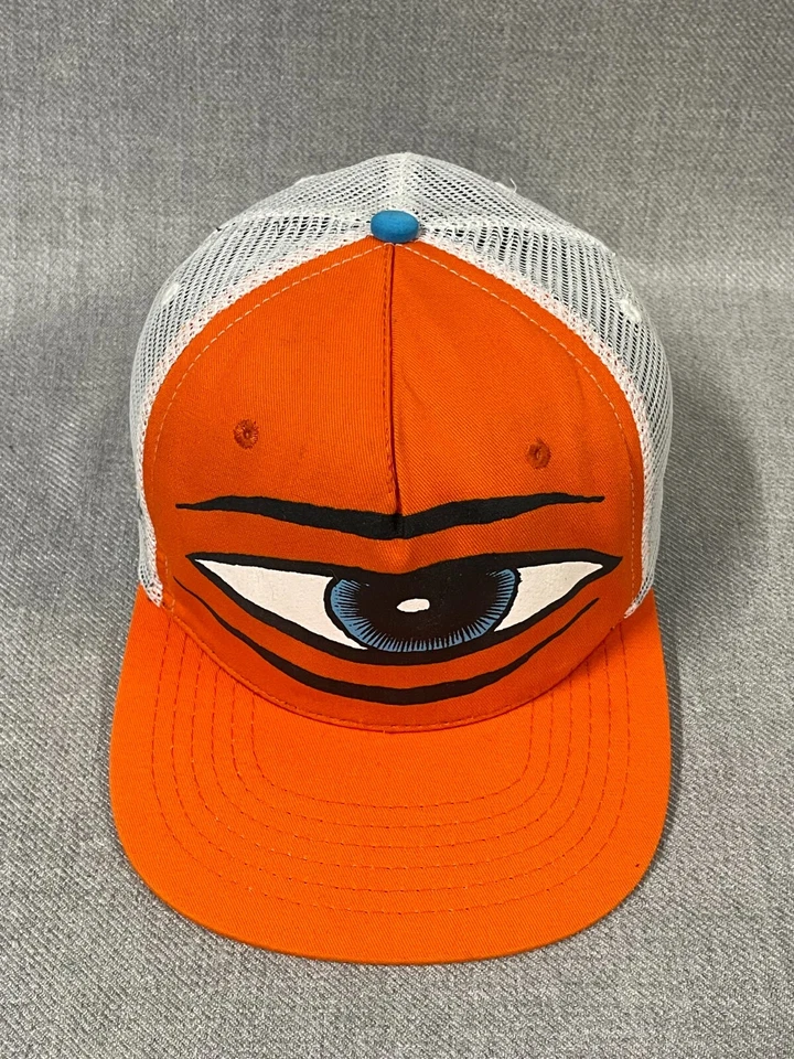 老式玩具机帽成人卡车司机平沿帽橙色怪物滑板眼睛 — 第 4/4 张图片