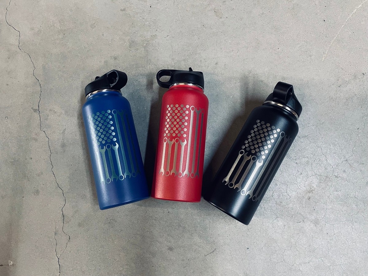 Mechanic Flag Etched Red Stainless Steel Hydro Waterbottle | eBay