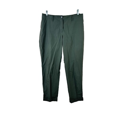 AKRIS PUNTO womens size 10 olive green rolled cuff cropped high rise pants