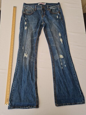 Damen Denim Jeans Celebrity Pink 32'' W Flair Hose Blau 28174