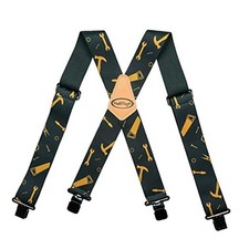 Men's Suspenders Fully Elastic 2 inch Wide X back Heavy Duty Black Hand Tools