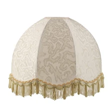 34522 Handsewn Scallop Dome Spider Lamp Shade in Cream with Jacquard Textured...