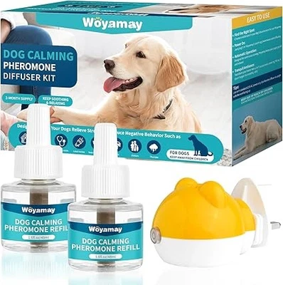 WOYAMAY Dog Calming Plug-In Diffuser + 2 Refills – Anxiety Relief for All Breeds