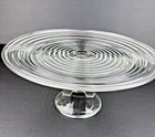 Vintage Anchor Hocking PARK AVENUE Ribbed Pedestal Cake Stand MCM ~FREE SHIPPING