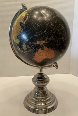 Decorative Tabletop Globe Multicolor Rotating Metal Base Modern Style Medium