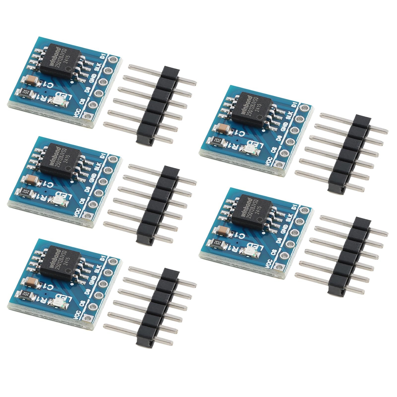 5Pcs W25Q128 NOR Flash Memory Chip Module 128Mbit SPI Interface for Data Stor...