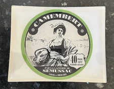 Cambembert Semussac French Style Cheese Server Glass Plate Vintage Charcuterie