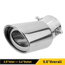 Round Exhaust Pipe Tail Muffler Auto Chrome Car Tip Stainless Accessories Steel Round Exhaust Pipe Tail Muffler Auto Chrome Car Tip Stainless Accessories Steel