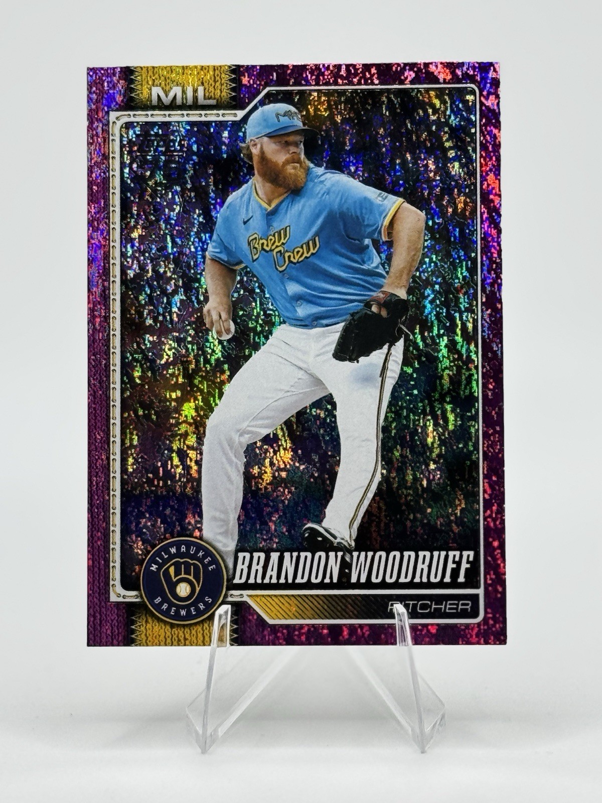 2026 Topps Series 2 Brandon Woodruff Pink Holo Foil #518 Brewers