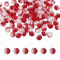 100 Stk Crackle Glasperlen FüR Schmuckherstellung 10Mm Runde Perlen Rot