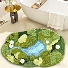 Moss Bath Mat,Moss Green,Ultra Thick Soft Green Bathroom Rug,Water Absorbent ...