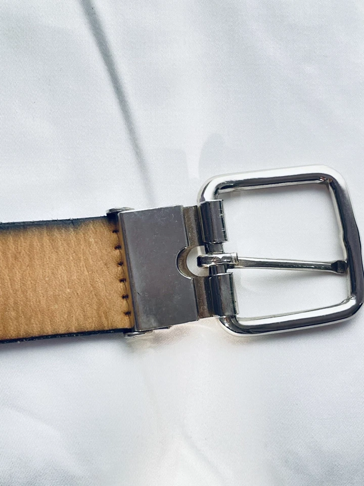 Cinturón de cuero trenzado para niño negro talla 33”-37” dinero antiguo clásico herencia preppy Foto 3 de 4