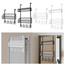 over The Door Hooks Organizer with Mesh Basket over The Door Storage Rack for