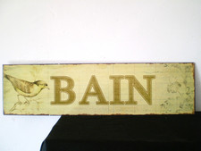 GRANDE PLAQUE DE PORTE POUR SALLE DE BAINS EN METAL EPAIS 49 x 13 cm