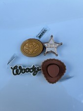 Sheriff Woody 4 Pcs Set Metal Star Pin & Shoe Charms Toy Story Cowboy