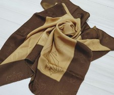 Must de Cartier Seidentuch 32,7 x 32,7 in Braun Gold Logo Muster