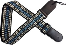 New Blue White Retro Vintage Jacquard Woven Acoustic Electric Guitar Strap