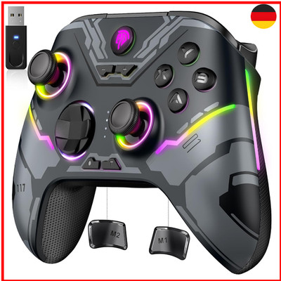 EasySMX X15 PC Controller Wireless mit 7 RGB Licht, Gaming Controller mit Hall